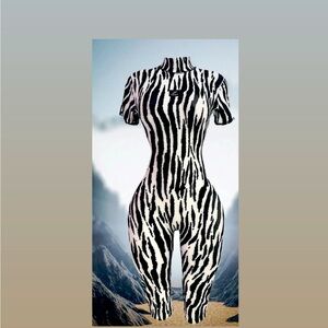 Zebra Print Bodycon Jumpsuit